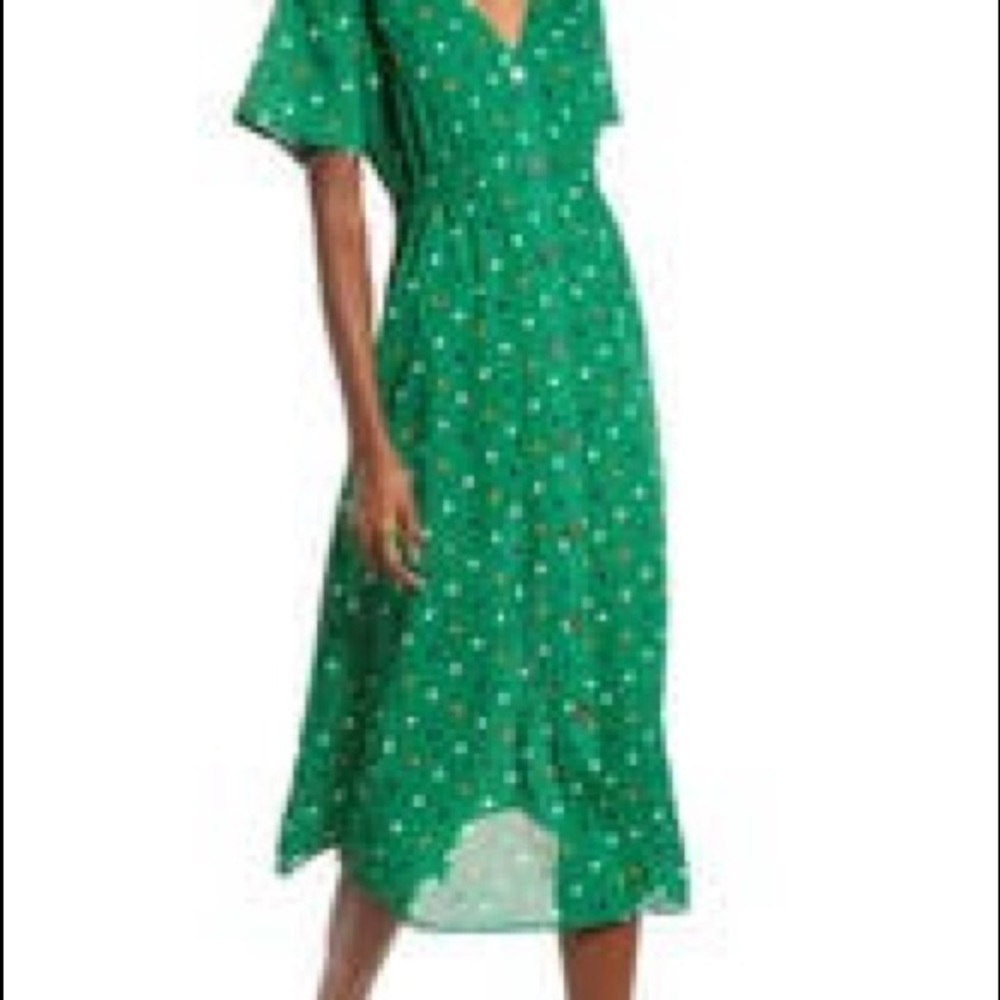 All in Favor Dot Button Front Midi Dress